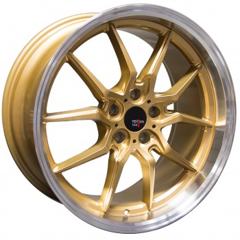 Option Lab S718 Top Secret Gold w/Machined Lip 19x9.5 5x112 +35