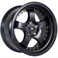 MST MT07 Matte Black Gold Rivets 17x9 +20