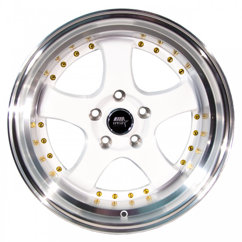 MST MT07 White Machined Gold Rivets 18x8.5 +20