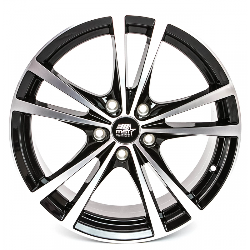 MST Saber Glossy Black w/Machined Face 16x7 5x112 +45