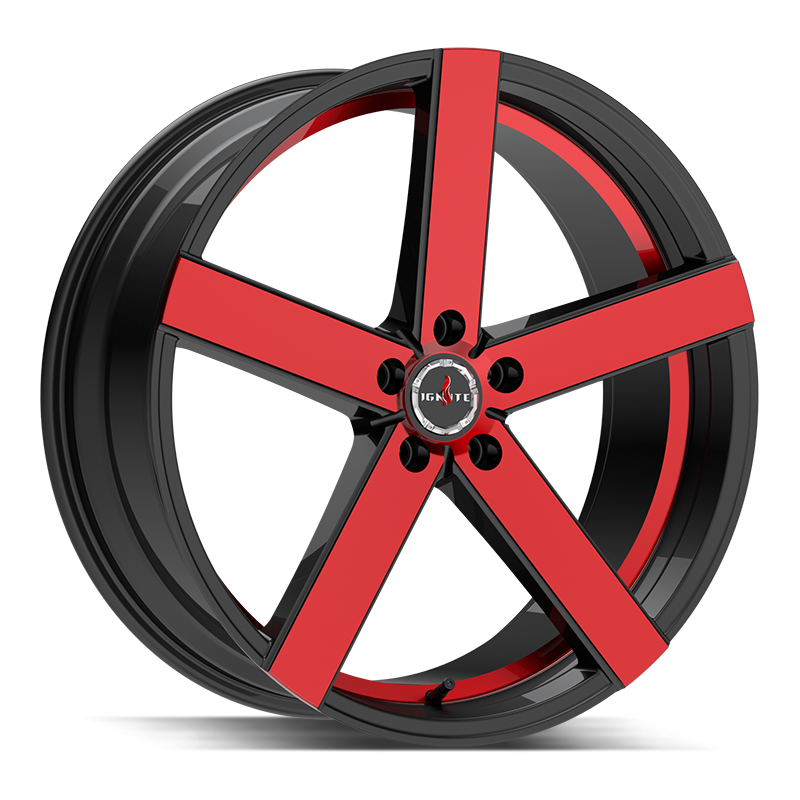 Ignite Spark Gloss Black Candy Red Machine 22x8.5 5x112 +35