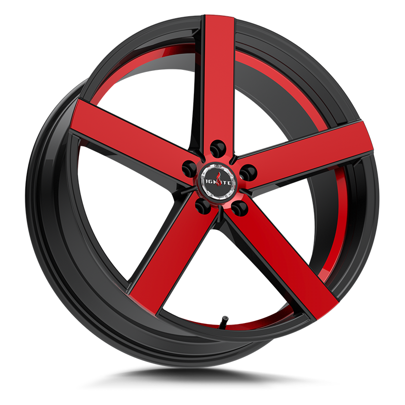 Ignite Spark Gloss Black Candy Red Machine 22x8.5 5x112 +35